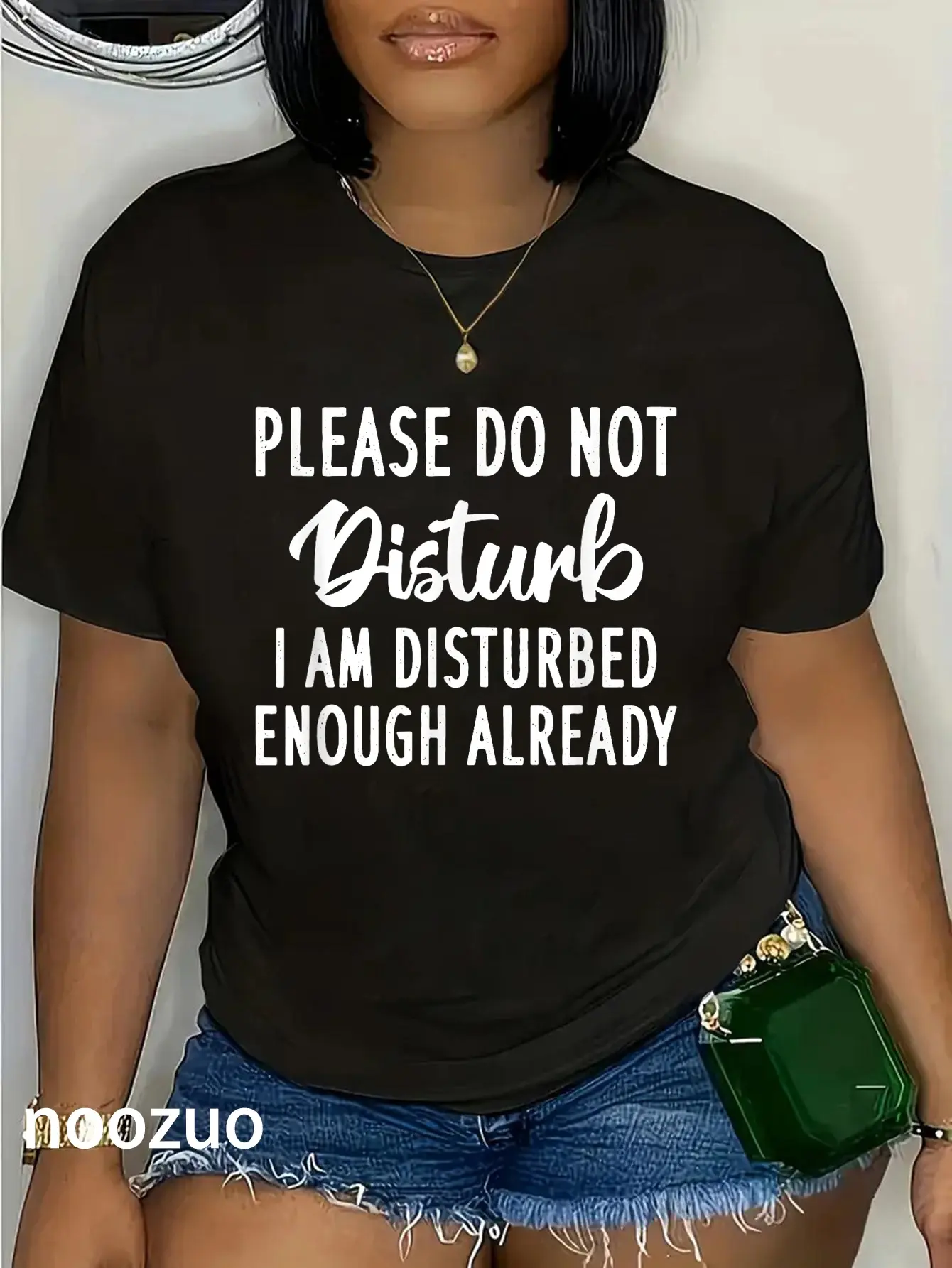 Women's 100% Cotton Short-Sleeve Round Neck Casual Everyday Graphic T-Shirt - "Please Do Not Disturb I Am Disturbed Enough Already" Funny Print, Shortsleeve, Tops