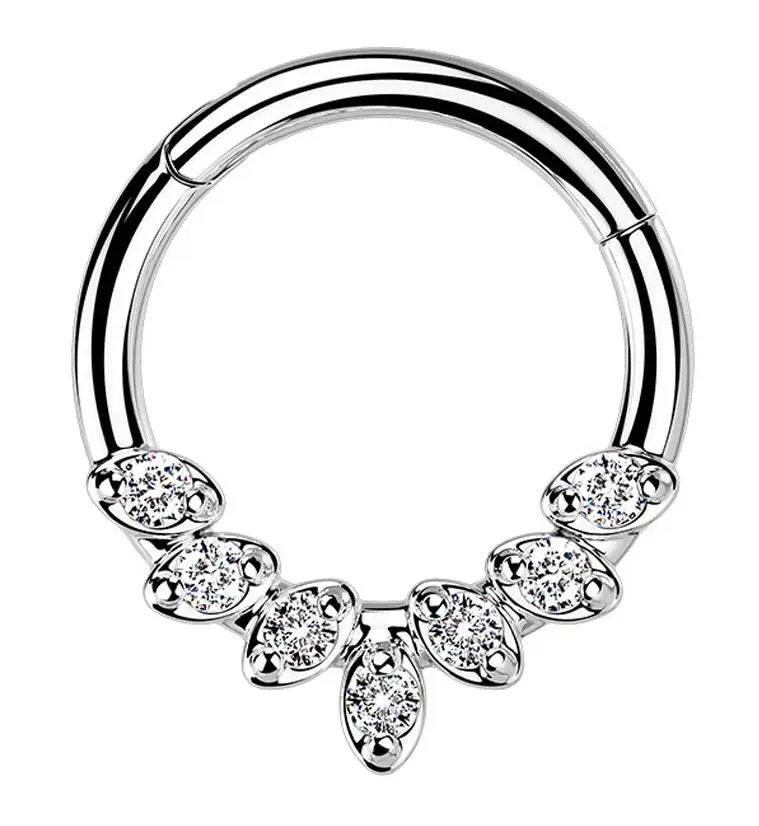 Women's Frill CZ Hinged Segment Ring, Stainless Steel Hinged Ring for Fashion Jewelry Accessories, Hinged Ring Women, Stainless Steel Rings