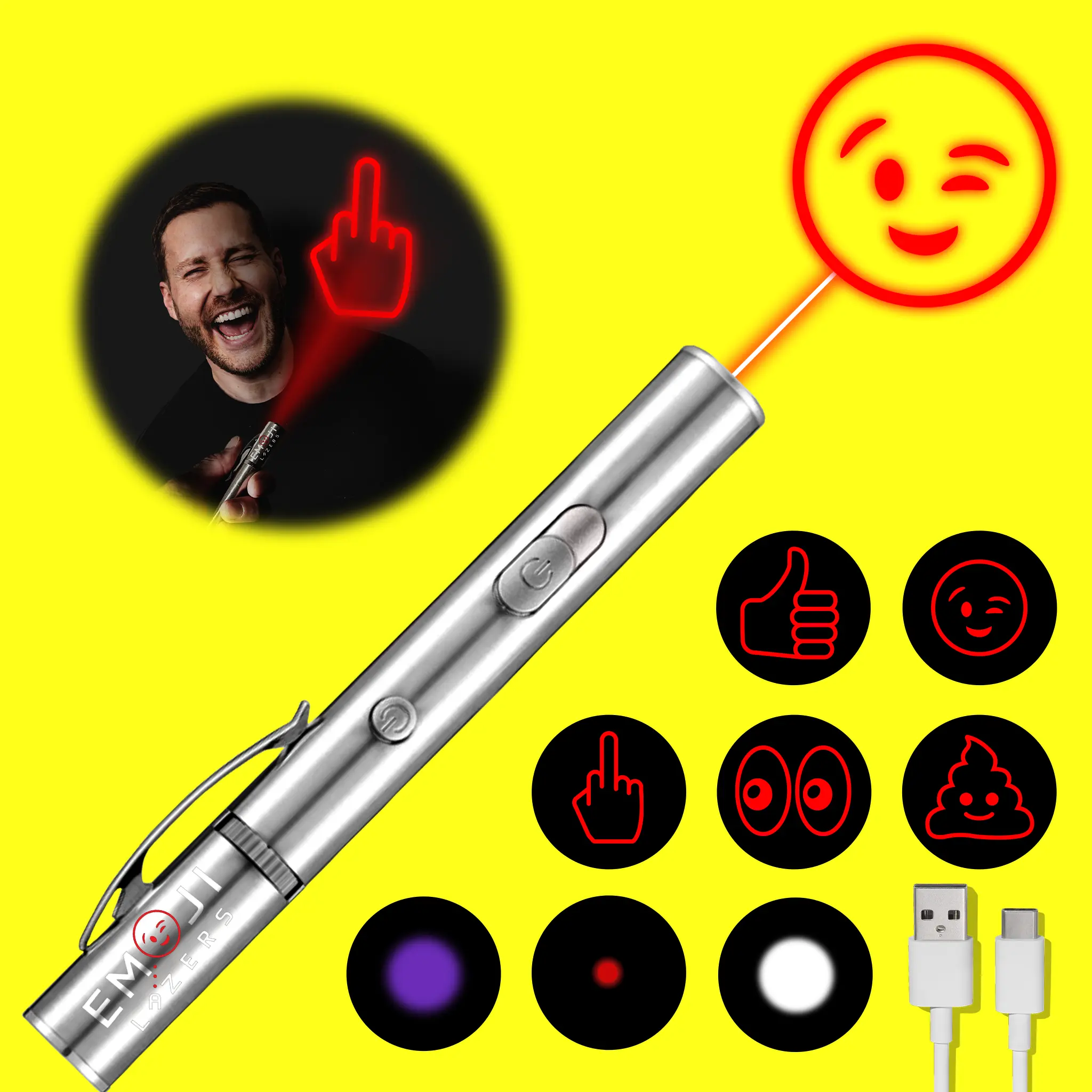 Emoji Projection Flashlight - Novelty Party Gift with Multiple Emoji Designs