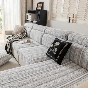 Bohemian Style Elastic Sofa Cover, Washable Sofa Slipcover, All-Season Home Living Room Couch Protector, Non-Slip Seat Cushion Covers for 1/2/3/4 Seater