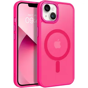 Bentoben magnetic for iPhone 13 case & iPhone 14 case [compatible with MagSafe] translucent matte phone case iPhone 13/14 slim shockproof women men protective cover for iPhone 13/14 6.1 ", hot pink
