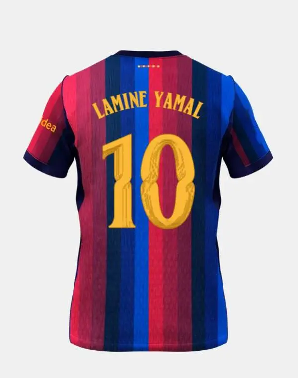 Lamine Yamal 10 Blue Red Home Football Jersey – Personalized Squad Name & Number, Athletic Matchday Style