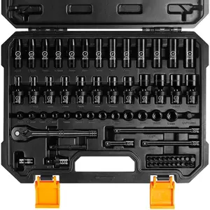 1/4" Drive Metric  Socket Set, 66- (4-14mm) Deep & Shallow Kit, Includes 5-15mm Swivel Sockets, 72T Ratchet Handle, 2", 4", 6" Extension Bar, Adapters, Universal Joint &  Bit