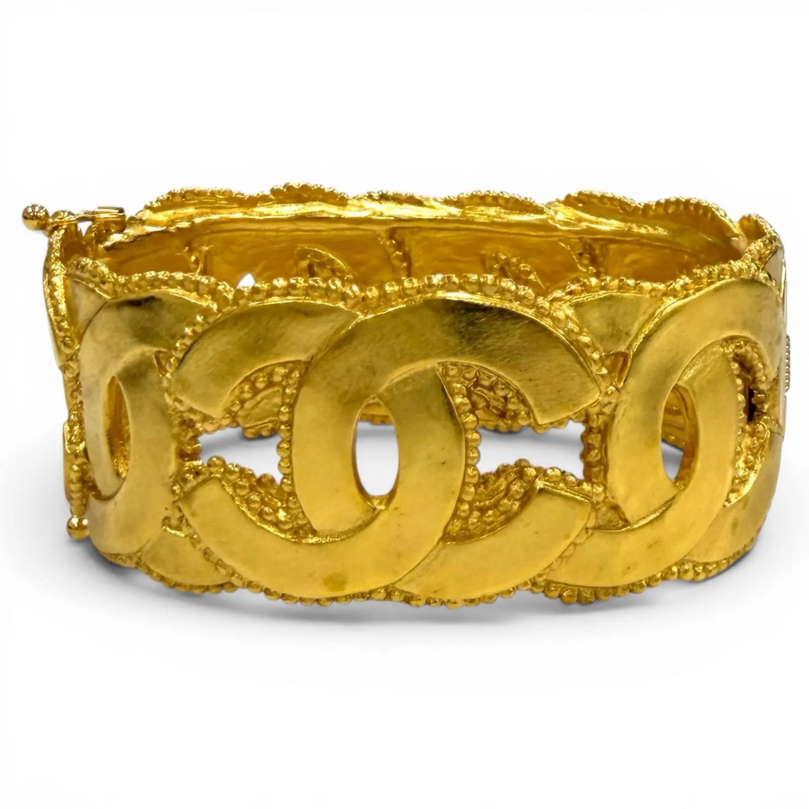 Pre-owned CHANEL Gold-plated Small Leather Goods COCO Mark Bracelet
