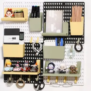 Pegboard Wall Organizer Combination Kit, Wall Organizer with 4 Pegboards and 20 Accessories, Wall Mounted Peg Board Display Panels for Home and Office - 19.5" x 9.5" (White and Black)