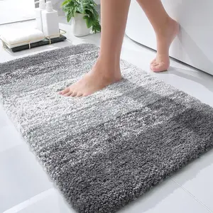 Grey Bathroom Rug 30x20  – Extra Soft & Absorbent Microfiber Bath Mat with Non-Slip Rubber Backing, Quick Dry & Machine Washable for Tub, Shower & Floor