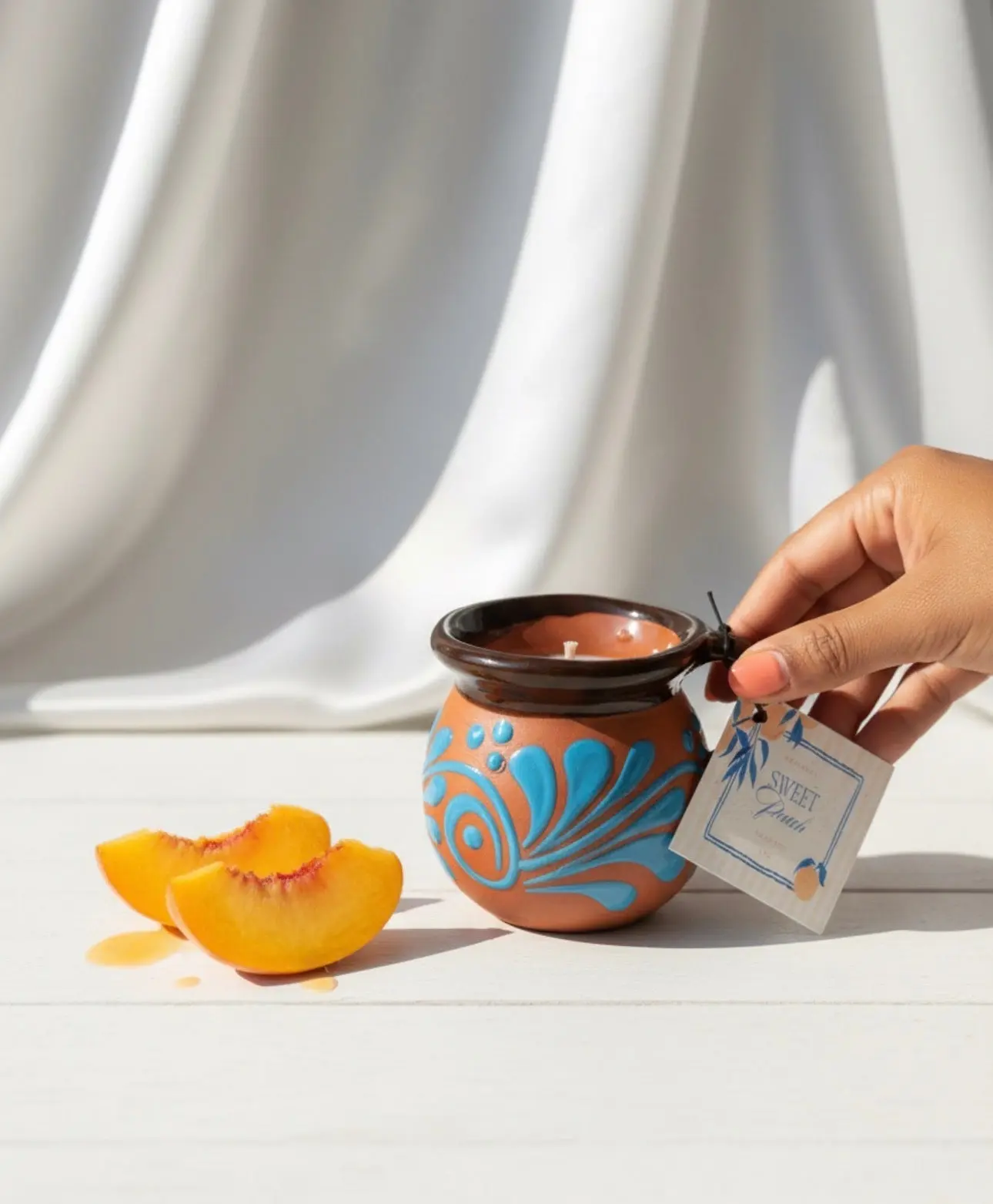 Sweet Peach | 6 oz Soy Candle in a Mexican Taza