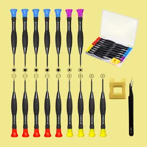 18PCS Mini Precision Screwdriver Set With Case, Lengnoyp Magnetic Small Flathead Phillips Pentalobe Torx Star Screwdriver Set Kit and Tweezers for Repairing Computer Eyeglass Phone Watch