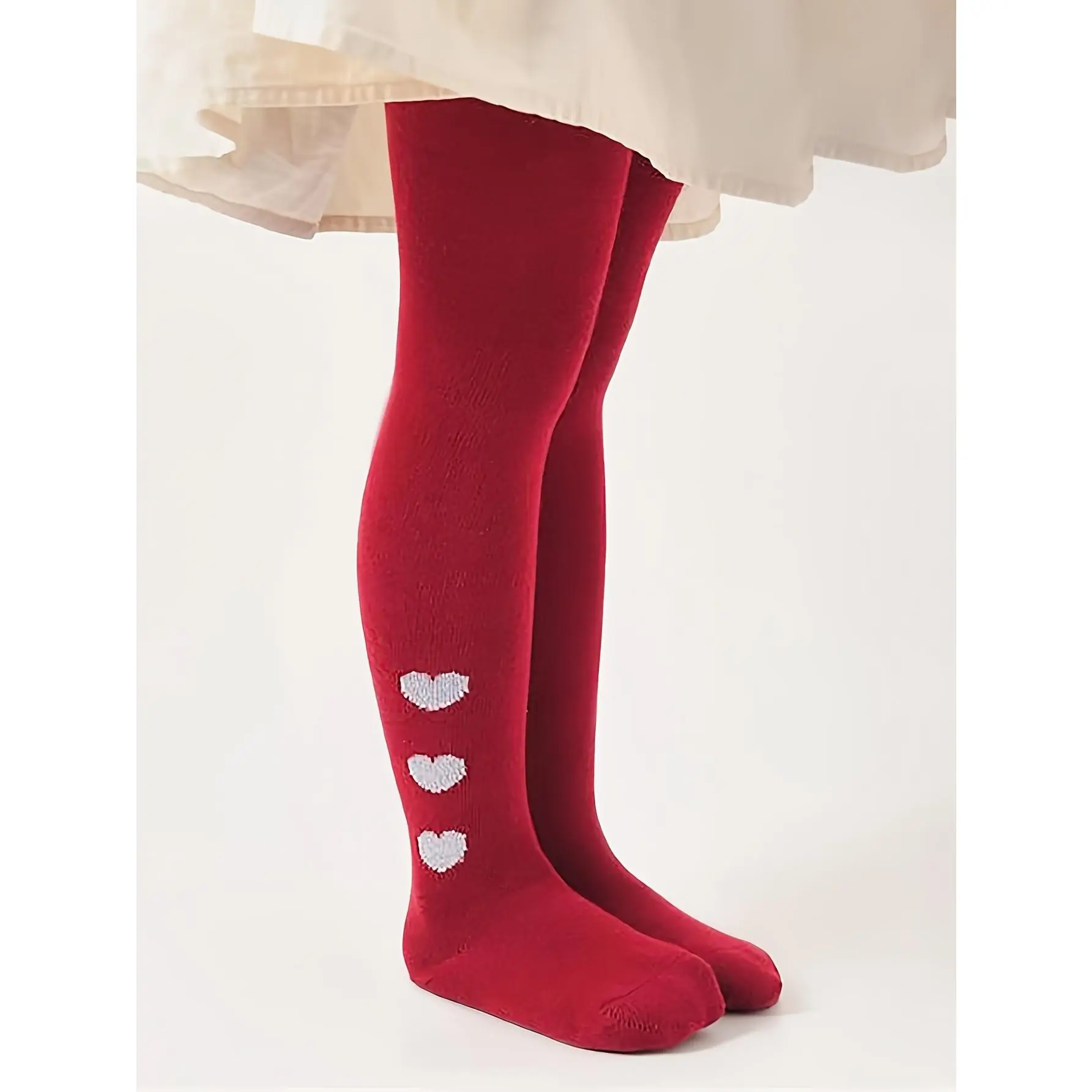 Girls Tights 5 Pack Heart Design Solid Color Skin Friendly Soft Fabric Sweet Cute School Uniforms Casual Wear All Season Tights for Kids