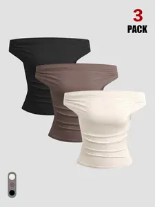 Womens Casual Minimalist Basic Blouse Tops Comfortable Solid Color Asymmetrical Neck Short Sleeve Cropped T Shirt