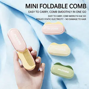 Dry Wet Foldable Comb Portable Mini Travel Home Use Anti-Static Massage Teeth, Hairbrush, Compact Grooming Tool
