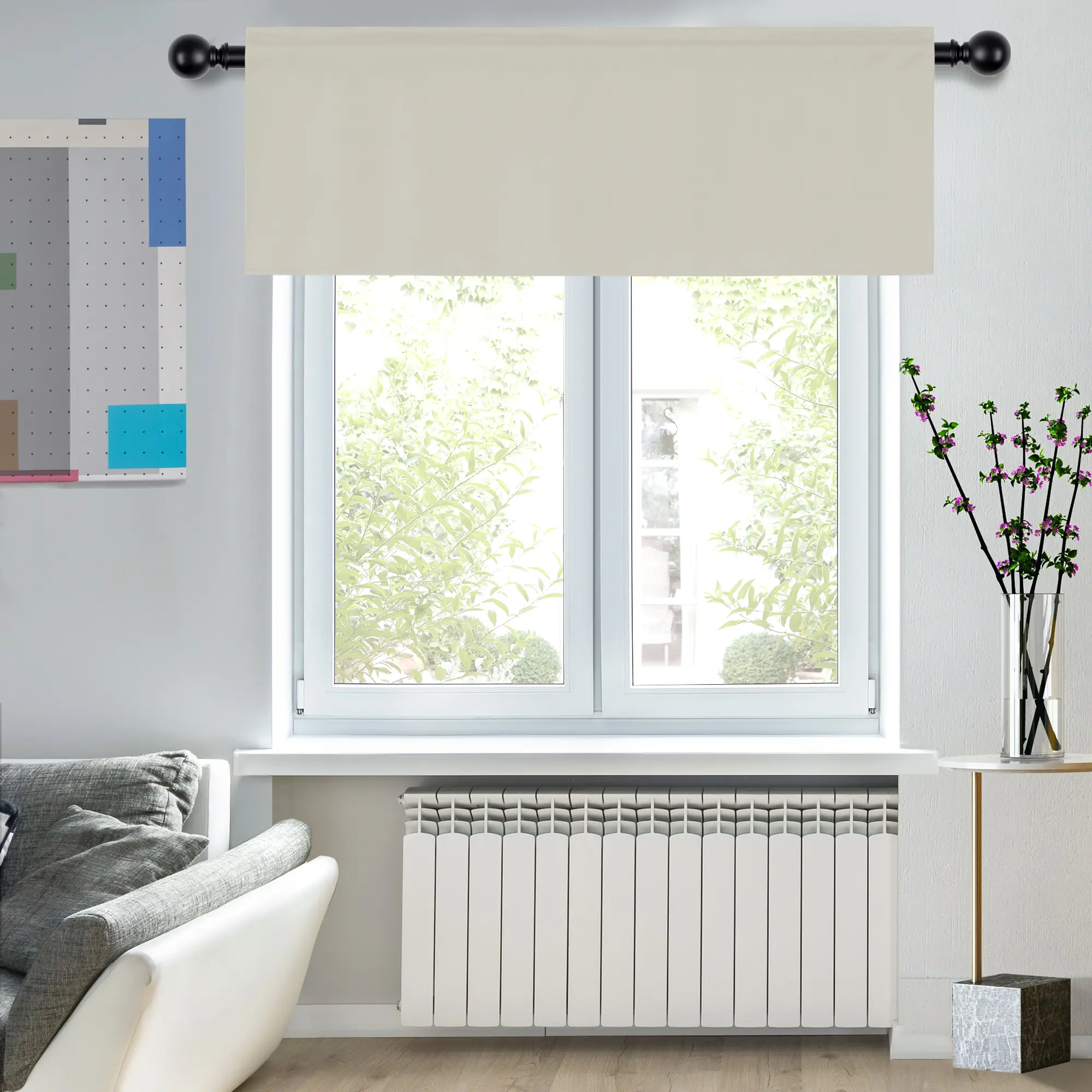 Deconovo Blackout Rod Pocket Curtain Valance - 1 Panel Solid Color, Energy Efficient, Sustainable, OEKO-TEX Certified, Soft Touch Privacy Curtains Black Out for Bathroom Windows, Blackout Curtains Valances