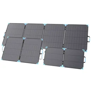 E-POWO 440W 400W 220W 110W Bifacial Solar Panel for Power Station, 23.5% High Efficiency Portable Foldable Solar Panel Charger Emergency Backup Power Supply for Outdoor Camping, RV, Emergency Power Station adjustable kickstand