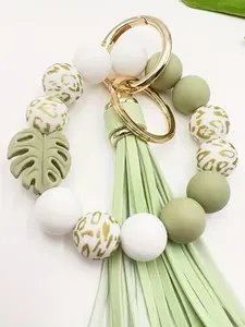 Leaf Starry Sky Beaded Keychain, Coconut Leaf Fringe Keychain, Unique Design, Perfect Gift, Durable Material, Stylish Accessory, Keychain Wristlet Strap