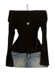 Casual Solid Color Off Shoulder Long Sleeve Top