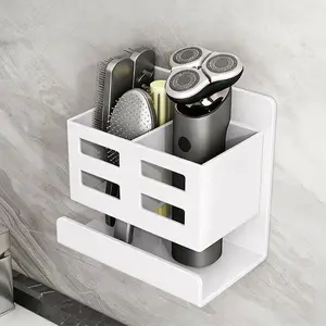 Wall-Mounted Toothbrush Holder, No-Drill Self-Stick Dustproof Bathroom Shelf, for Toothbrushes, Toothpaste, Razor, Comb, Bath Accessories