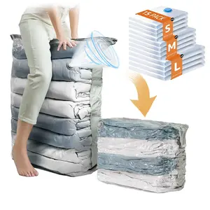 Vacuum Storage Bags 15 Pack for Clothes & Bedding, Space Saver Compression Bags, Vacuum Seal Bags for Comforters Blankets Duvet, Airtight Reusable Closet Organizer for Moving Travel