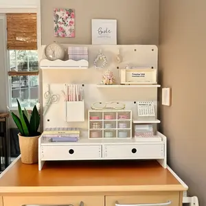 Faridabio Desktop Storage Rack, Drill-Free Shelving Unit, ideal for dorms and offices. Perfect for organizing cosmetics, stationery and books, and suitable for desks and drawers in homes and workplaces. Pencil Holder