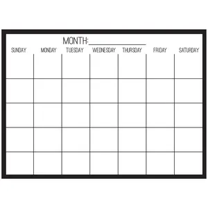 Black on Clear Monthly Calendar