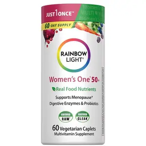 HOT 2026! Rainbow Light Womens One + Multivitamin 50 Plus | 60 Caplets | Supports Menopause | Real Food Nutrients, Digestive Enzymes & Probiotics