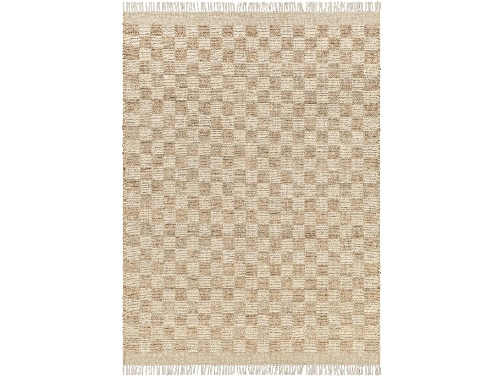 Livabliss DMA2300-268 Handmade Handwoven Jute Fiber Decorative Runner Area Rug, 2'6"x8" Dama Design, Tan, Cottage-Farmhouse Style, Fringe Edges, Flat Weave, No Pile, Indoor Use