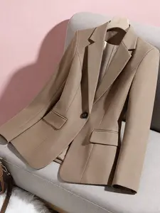 A camel colored waist cinched suit jacket for women's early autumn new style, one button Fitted slimming commuting high-end fashion casual suit, suitable for all seasons, suitable for home, indoor, outdoor wear