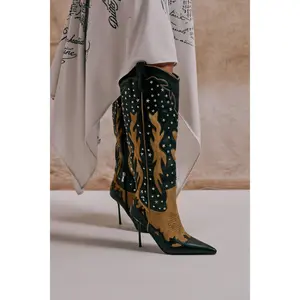 AKIRA GOLD KALPANAS BLACK MULTI STILETTO WESTERN BOOT