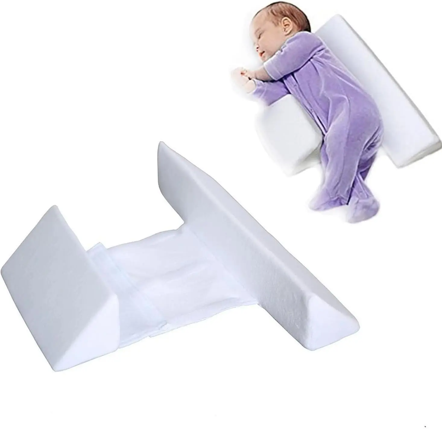 Baby Side Sleeping Pillow, Anti-Flat Head Shaping, Newborn Spine Protection, Support, Breathable Material, Anti-Choking, Washable, Non-Slip, Toddler Sleep Essential