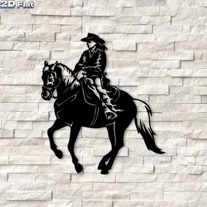 1pc Western Cowboy Wall Decor - Rustic Iron Metal Hanging Decoration Suitable for Ranch, Farm Wall & Garden Fence, Wedding/Birthday/Housewarming Gift, Retro Cowboy-Themed Art for Indoor & Outdoor Use