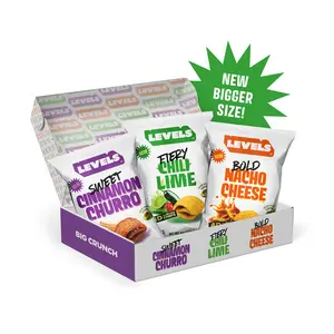 Levels by Brent Rivera 3 Pack 5 oz Bags (15 total ounces) Fiery Chili Lime Bold Nacho Cheese Sweet Cinnamon Churro Snack Variety Crunchy Spicy Savory
