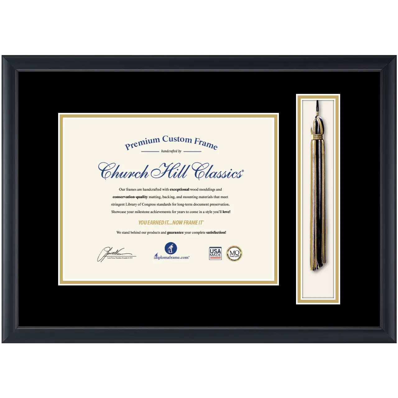 Church Hill Classics Tassel & Cord Diploma Frame 8.5 x 11 - Graduation Document Display
