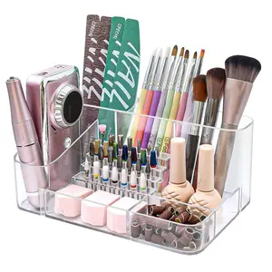 Nail Art Desktop Plastic Storage Box Multi-Functional Storage Nail Salon Storage Tool Box White Polisher Storage Box