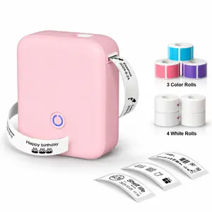 ZRZTM P11 Portable Bluetooth Thermal Label Printer, Mini Label Maker Machine with 7 Rolls (3 Color + 4 White), Inkless Sticker Printer, USB-C Rechargeable for iOS Android, Home Office School Gift