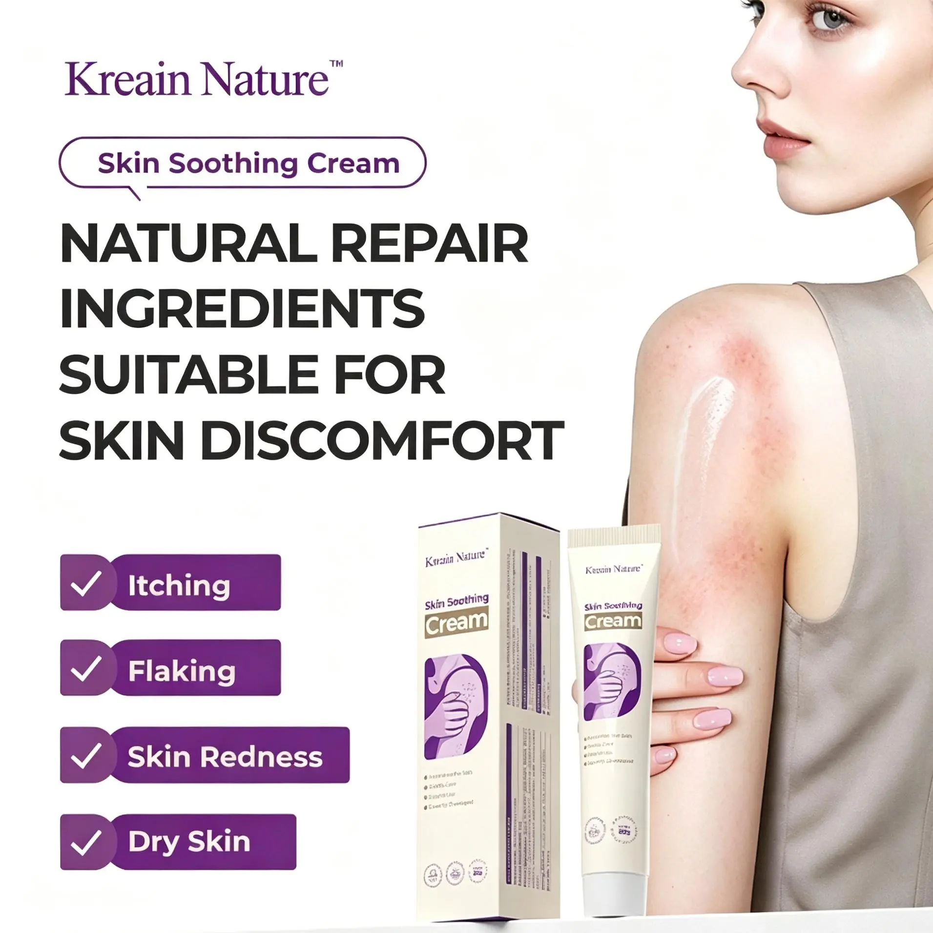 Skin Soothing Cream - 20g Natural Plant Extracts, Full Body Lotion for Dry, Itchy Skin Irritated Skin, Face, Body & Hand Balm (0.7oz)