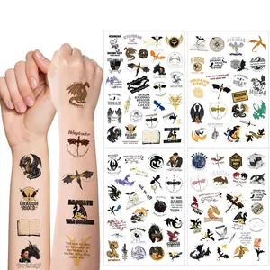 Dragon Temporary Tattoo Sticker, 101pcs/set Fourth Wing Merch Tattoo Sticker, Dragon Decoration Sticker, Gift for Fans Women Men