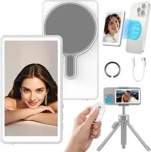 Magnetic Phone Vlog Selfie Monitor Screen - Back Camera Selfie Monitor - 1080P Display can Wirelessly Connect to Mobile Phones - Rear Camera Selfie Screen with Remote Controller(White)