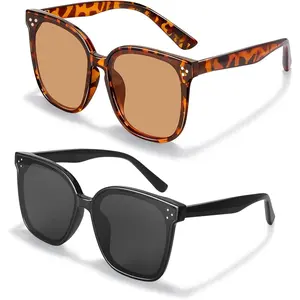 Sunglasses for Women Men, Square Wide Frame Sun Glasses, Trendy Big Sunglasses with UV400 Protection
