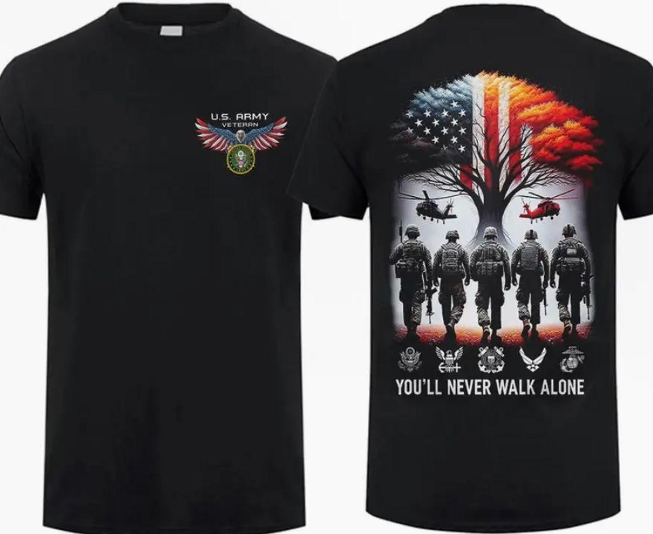 You’ll Never Walk Alone T-shirt, Patriot US Army Shirt 100% Cotton, Gun Lover, Tactical Gear, Gift For Dad, Trending 4th of July Day Tee, Men’s Graphic Tees, Casual Outfit, Comfortable Menswear, Perfect Gift For Men, May19