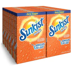 Sunkist Soda Orange Singles To Go Drink Mix, 12 Boxes with 6 Packets Each - 72 Total Servings