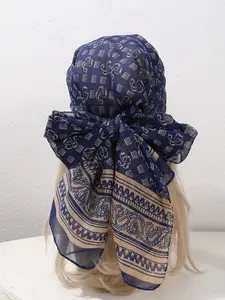 Elegant Floral Silk Scarf, All-Season Loose Fit Office Accessory, Ideal for Commuting and Professional Settings, Stylish and Versatile