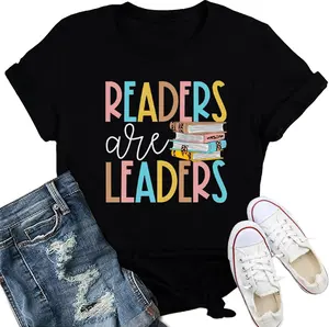 100%cotton Women's Reading Shirts Readers are Leaders T-Shirt