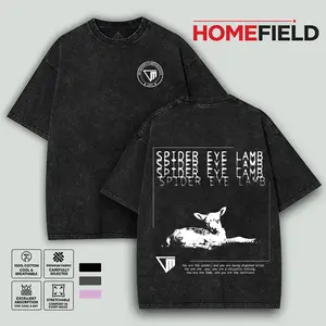 Outlast Trials SPIDER EYE LAMB Washed T-Shirt, Video Games, Horror Vintage Shirt, Game Fan, Streetwear Tops Black Fabric Menswear Cotton Seamless