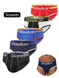 5pieces Pack Mesh Plain Breathable Athletic Sport Briefs Brand Boxer Fashion Style Soft Men Panties Underwear Male And Underpants For Shorts Slips Comfortable