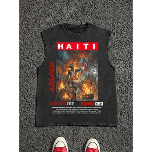 00-haitian revolution - Sleeveless Vintage Tee Unisex Retro Casual T-Shirt 100% Pure Cotton Breathable Eco-Friendly Print indiana outfit