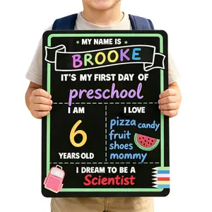 First Day of School Sign Reusable Chalkboard | First & Last Day Photo Board for Kids | Back to School Memory Sign | Photo Prop to Record Memories for Kids