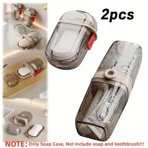 2Pcs Portable Travel Soap Case, Transparent Color Leakproof Soap Container Box with Lid, Drainage Layer Design, Durable PET Material, for Bathroom, Shower, Gym, School, Camping, Vacation, Outdoor, Car Repair Tools