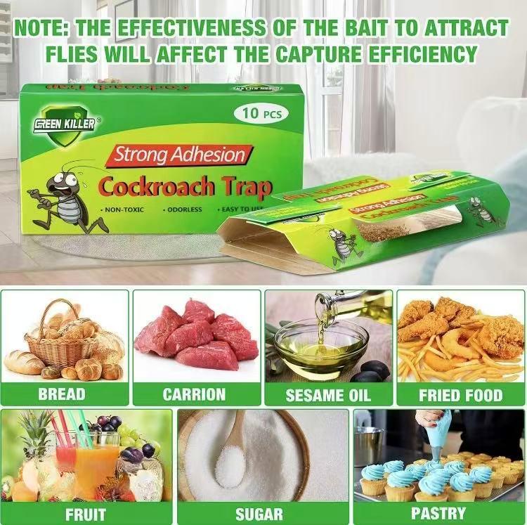 Super Sticky Roach Glue Traps with Natural Fish Meal Bait, Non-Toxic & Family Safe, No Chemicals or Mess, Easy to Use, Quickly Catches Roaches, Ants & Spiders, Long-Lasting Indoor Pest Control for Kitchen, Bathroom & Home