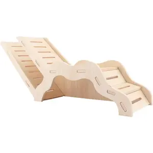 Large Size Syrian Hamster Explorer Set - Snap-Together Wooden Burrow with Panoramic Window,Natural Chew-Safe Design Decorative Landscaping Digging Peeping Hide Underground Fun for Cage Enrichment WOODEN HAMSTER HIDEAWAY WITH LADDER