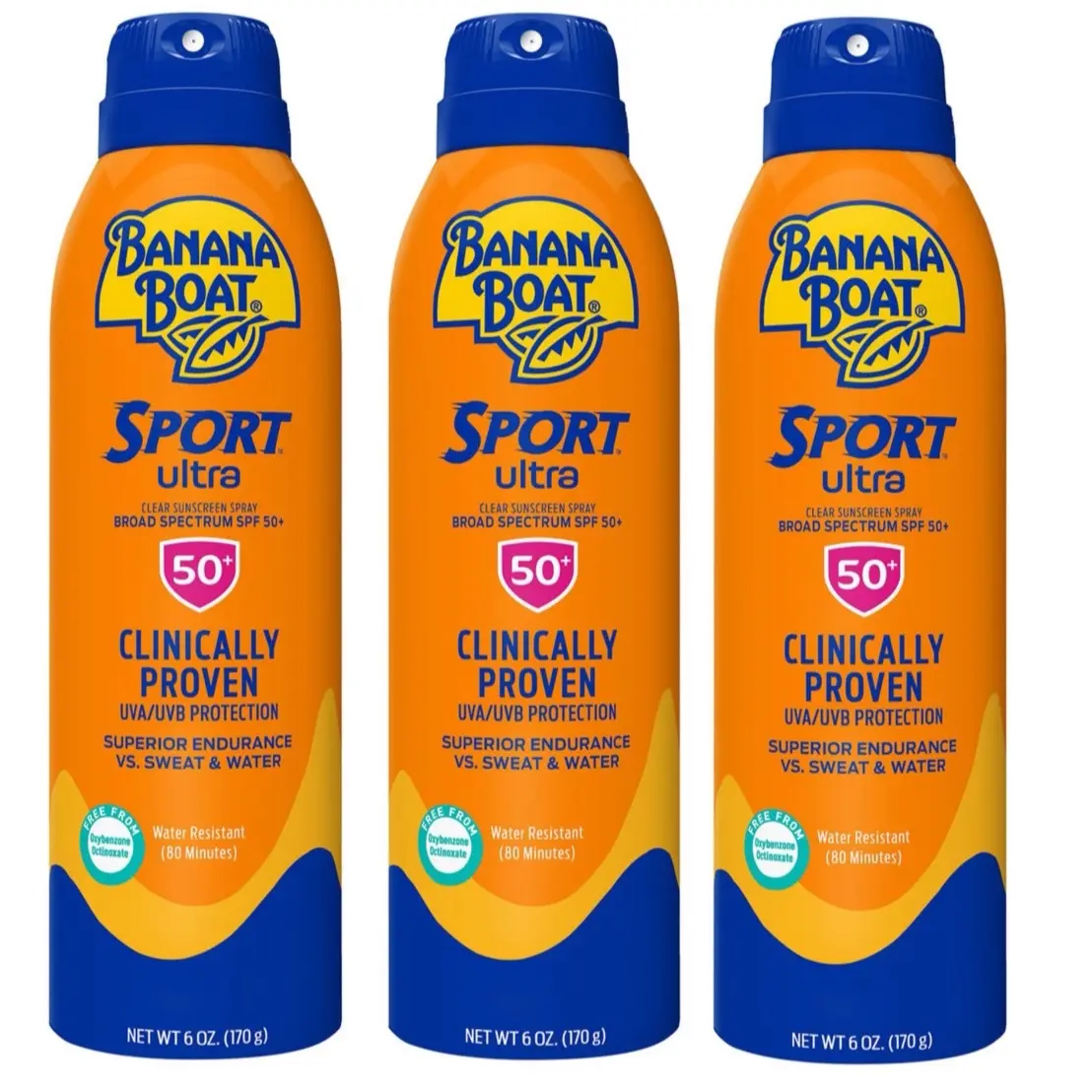 Banana Boat Sport Ultra Broad Spectrum SPF 50+ Sunscreen Spray, 6oz Water Resistant UV Protect Body Sunblock, Lightweight Comfortable Body Care Product