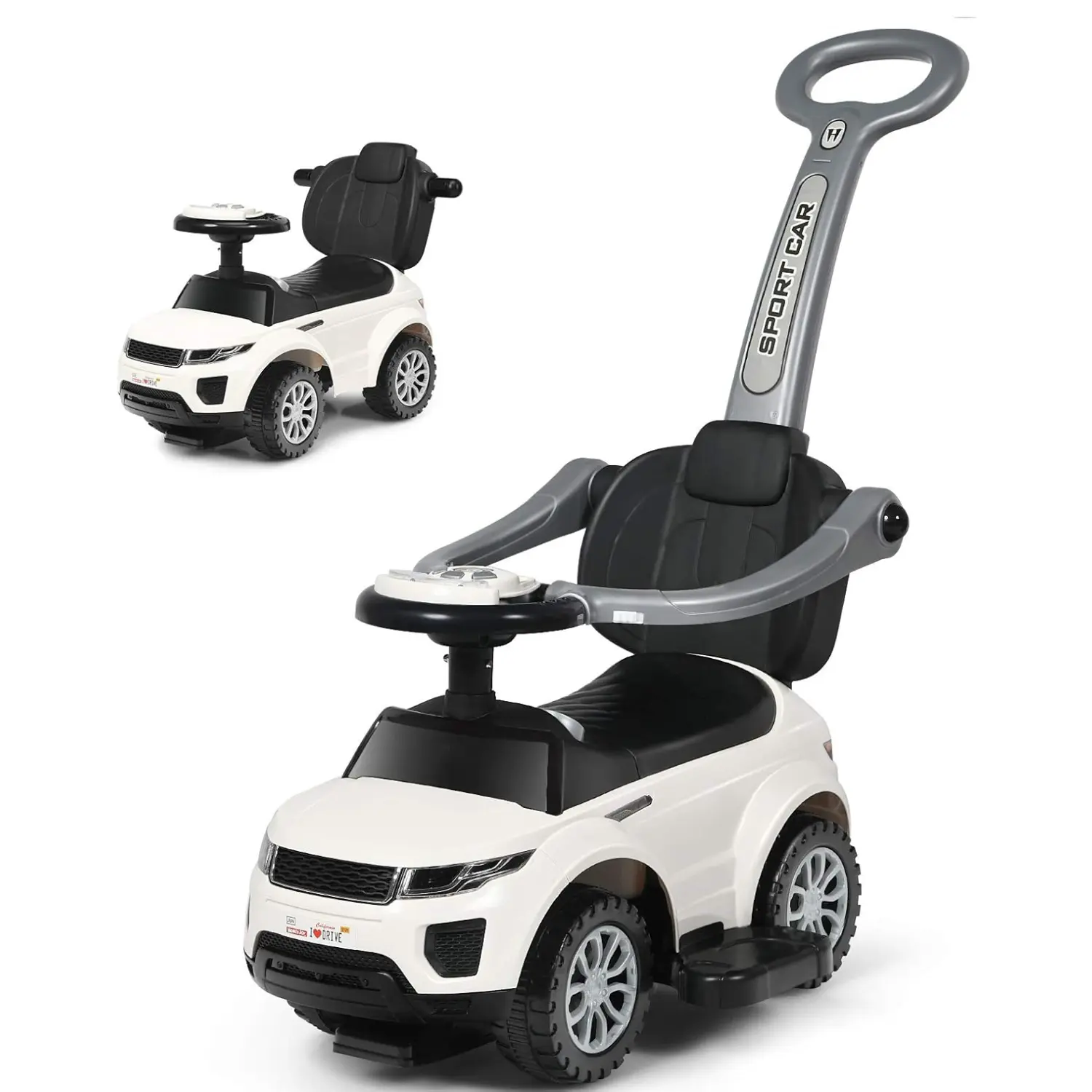 3 in 1 Ride on Push Car, Stroller Sliding Walking Car with Horn, Music, Light, Under Seat Storage, Parental Handle, Armrest Guardrails,Christmas Festival Gift , dad gift
